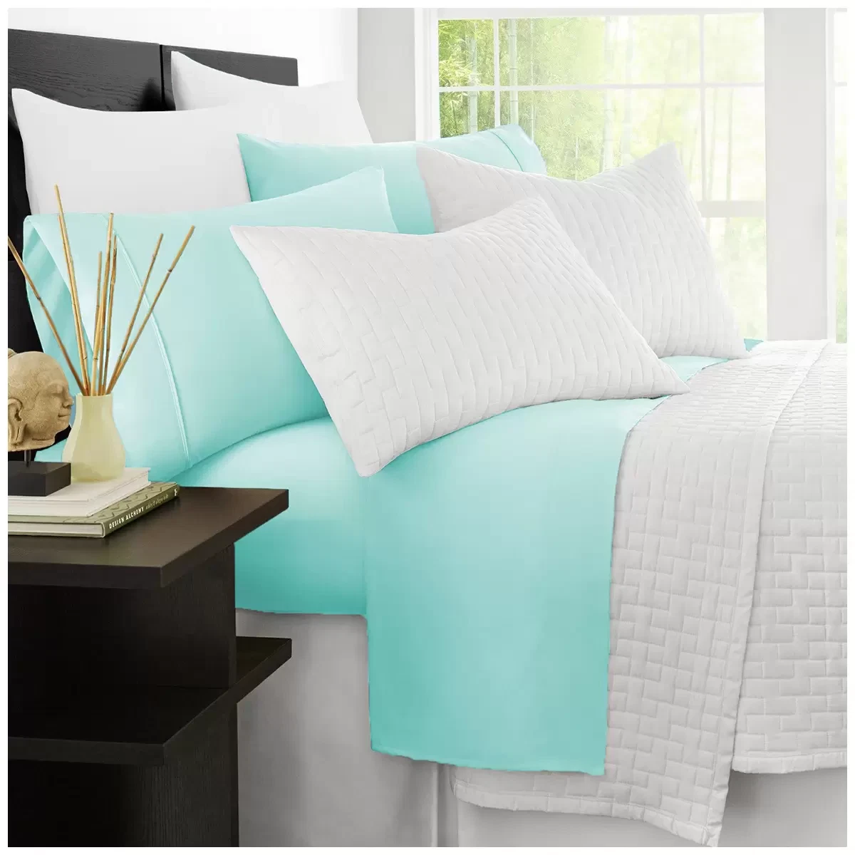 Ramesses 2000TC Bamboo King Single Sheet Set Aqua Ultra Soft Bedding