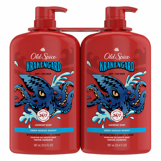 Old Spice Krakengard Body Wash Twin Pack Total 1974ml Refreshing Shower Gel