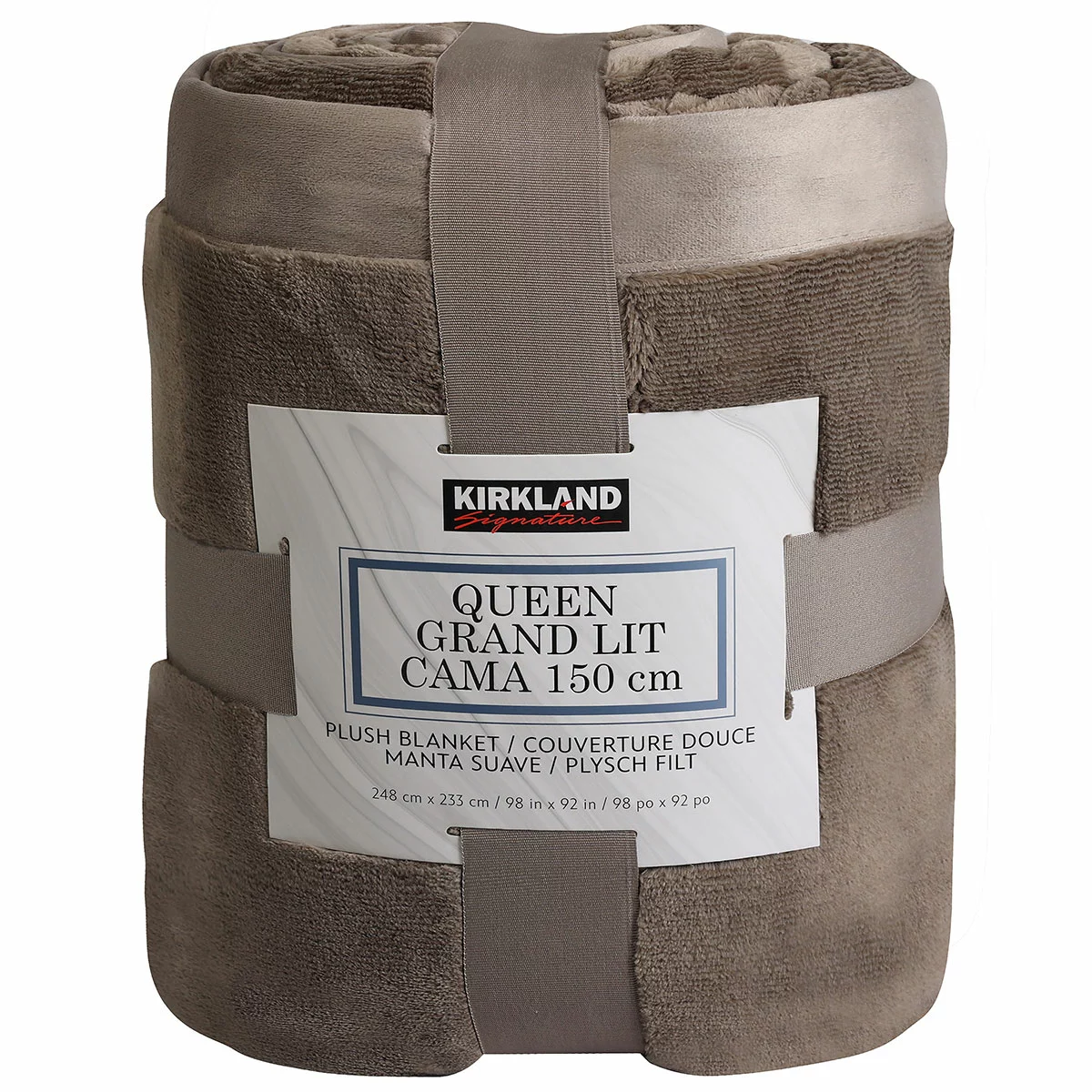 Kirkland Signature Plush Blanket Queen 248x233cm Taupe Ultra Soft Warm Oversized