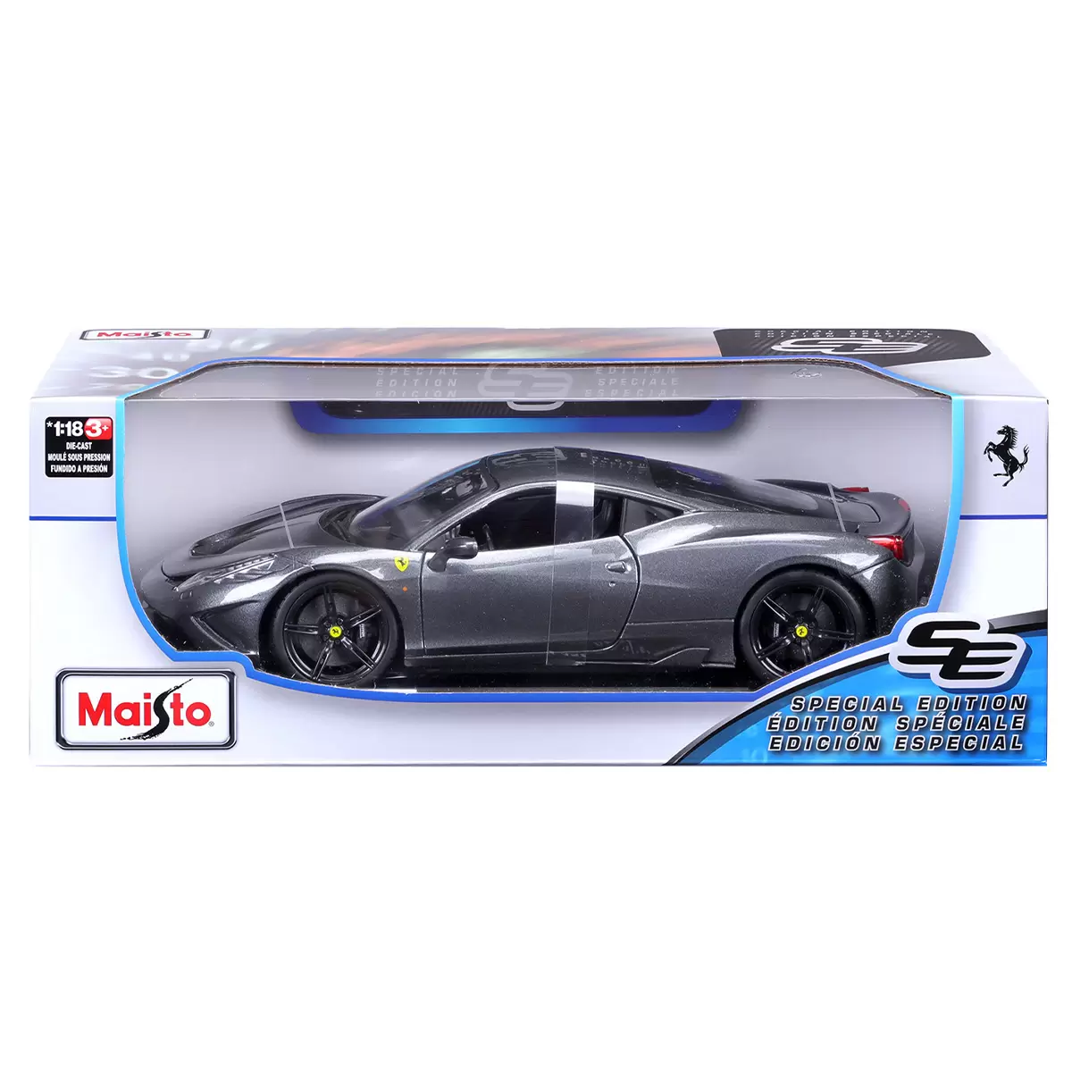 Maisto 1:18 Ferrari 458 Speciale Metallic Grey Detailed Die Cast Toy Diecast Car Free Shipping