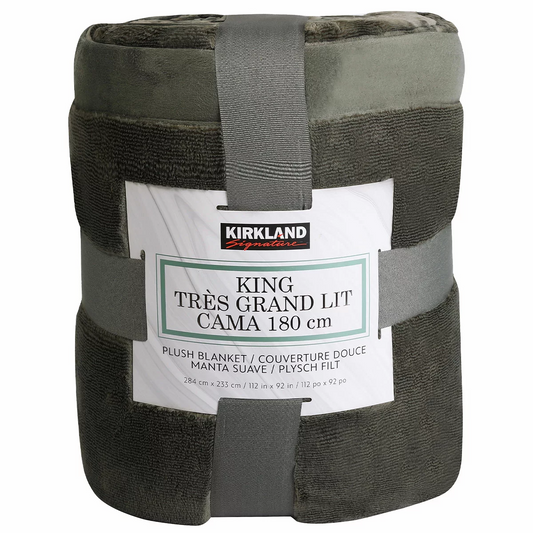 Kirkland Signature Plush Blanket King Green 284x233cm Soft Warm Oversized Throw