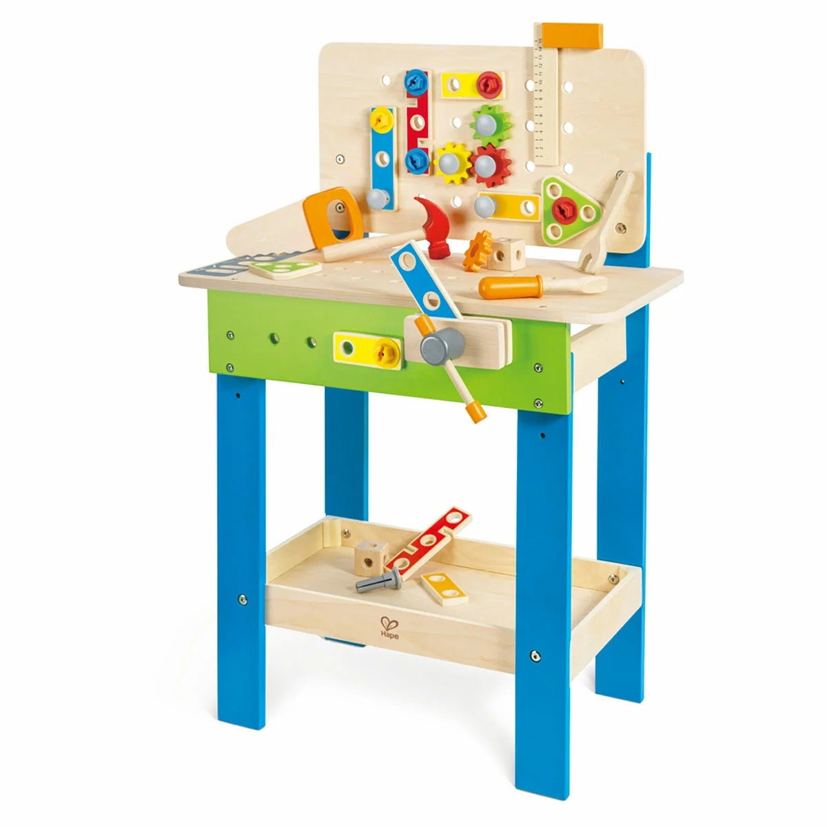 Hape Wooden Kids Workbench 35pc Tool Set Hammer Saw Screwdriver 3+ Years