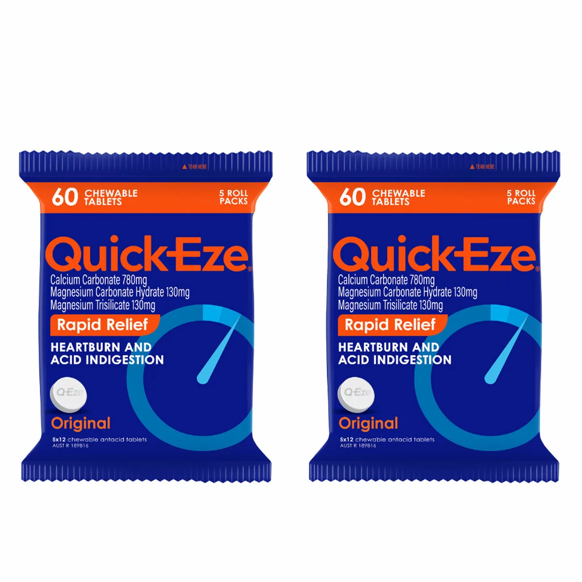 Quick Eze Original Tablet Rapid Heartburn & Indigestion Relief 120 Tablets