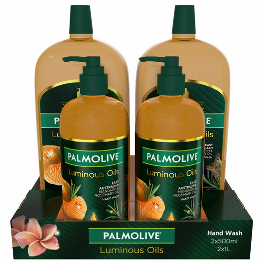 Palmolive Luminous Oils Handwash 2x1LRefill + 2 x 250ml Pump Mandarin Rosemary
