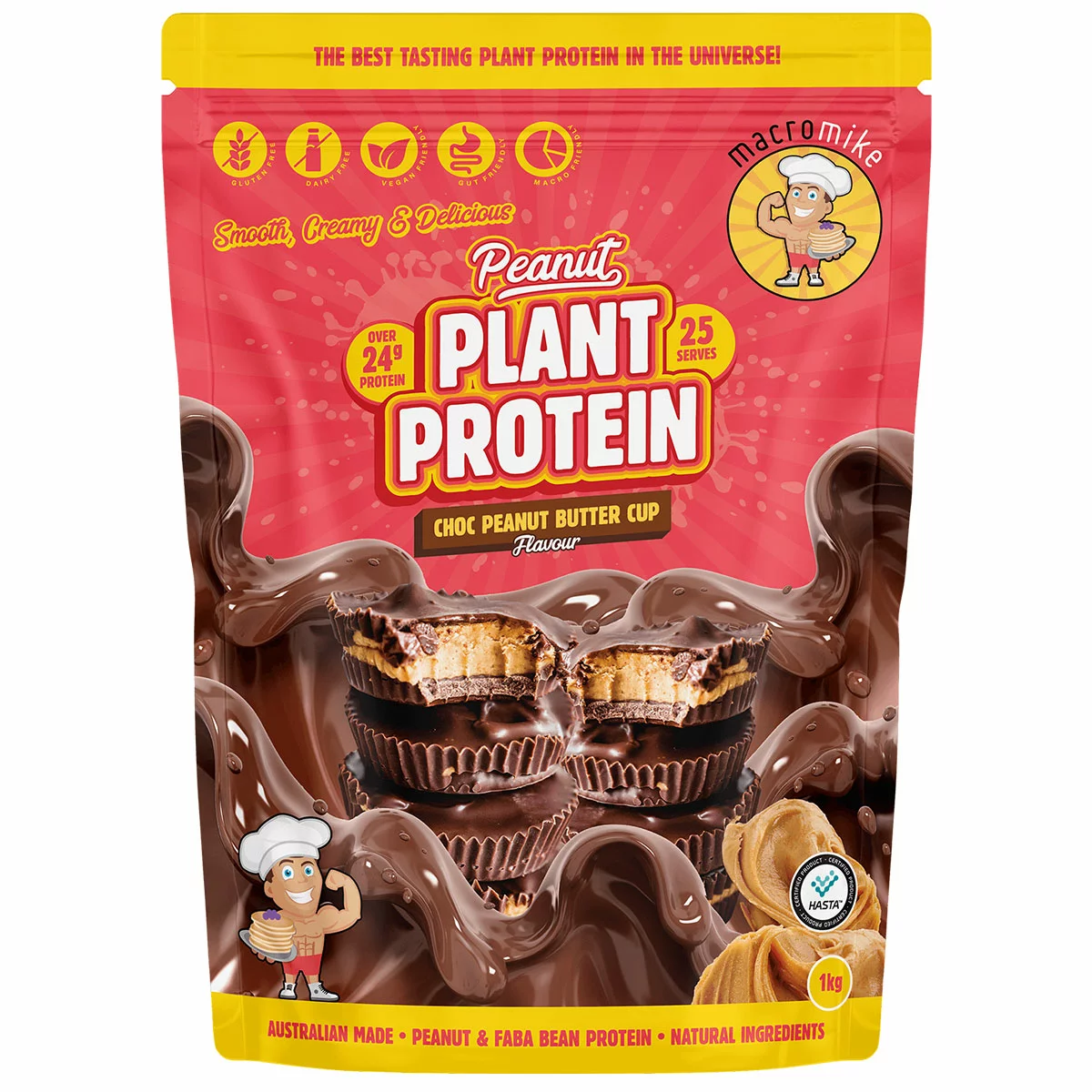 Macro Mike Peanut Plant Protein 1kg Chocolate Peanut Butter Cup Vegan Protein