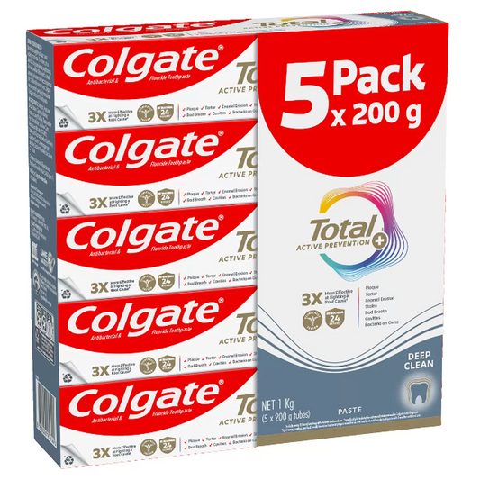 Colgate Total Deep Clean Toothpaste 5 x 200g Value Pack Long Lasting Freshness