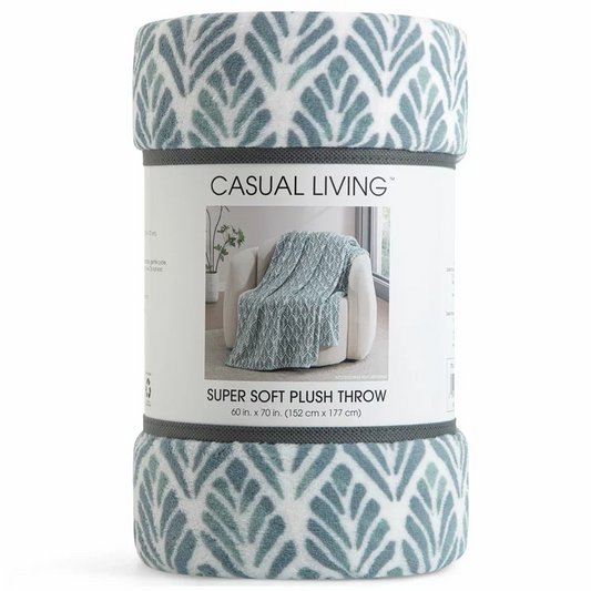 Super Soft Slate Plush Throw Blanket 152 x 177cm Casual Living Cozy Warm Throw