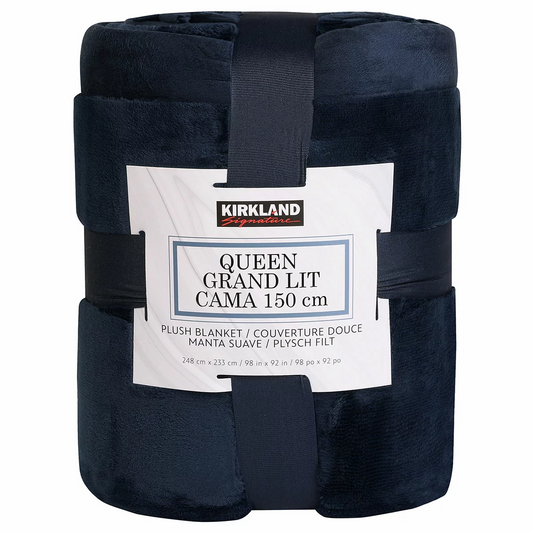 Kirkland Signature Plush Blanket Queen 248x233cm Blue Ultra Soft Warm Oversized