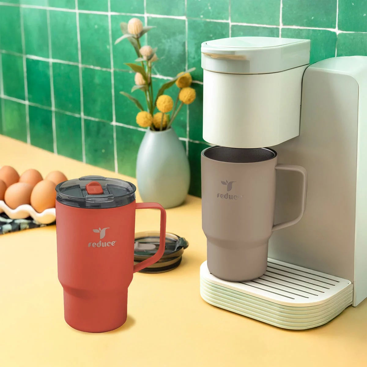 Reduce HOT1 Travel Mug Set 530ml 2 Pack Parika And Pewter Insulated Coffee Cups
