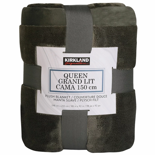 Kirkland Signature Plush Blanket Queen 248x233cm Green Ultra Soft Warm Oversized