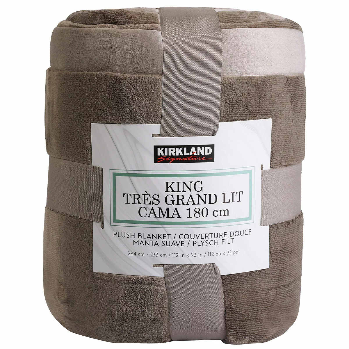 Kirkland Signature Plush Blanket King Taupe 284x233cm Soft Warm Oversized Throw