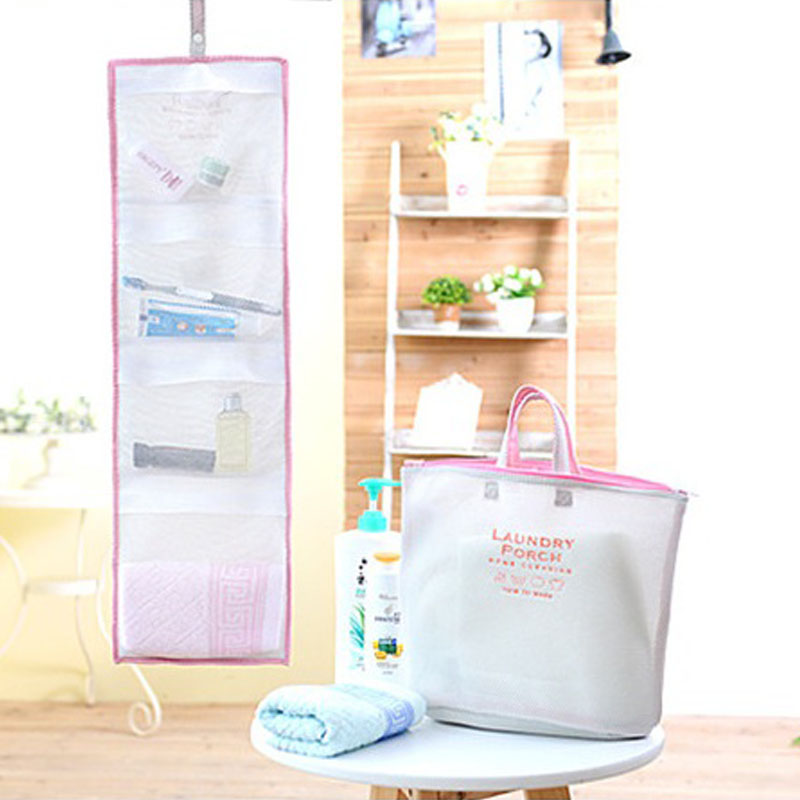 Portable Reusable Bath Hanging Mesh Bag Organizer for Toiletry Storage