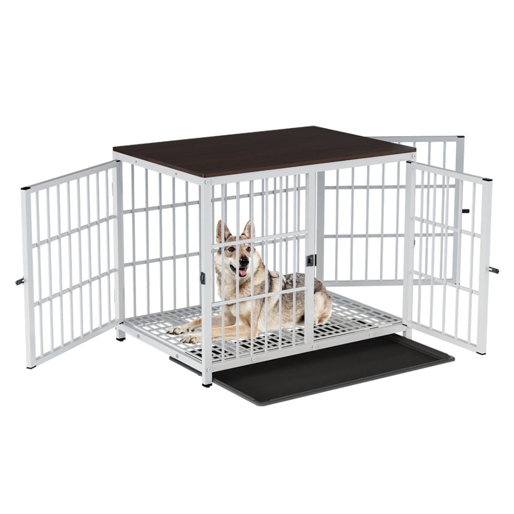 3-Door Dog Furniture Style Dog Crate End Table Pet Kennel with Removable Tray