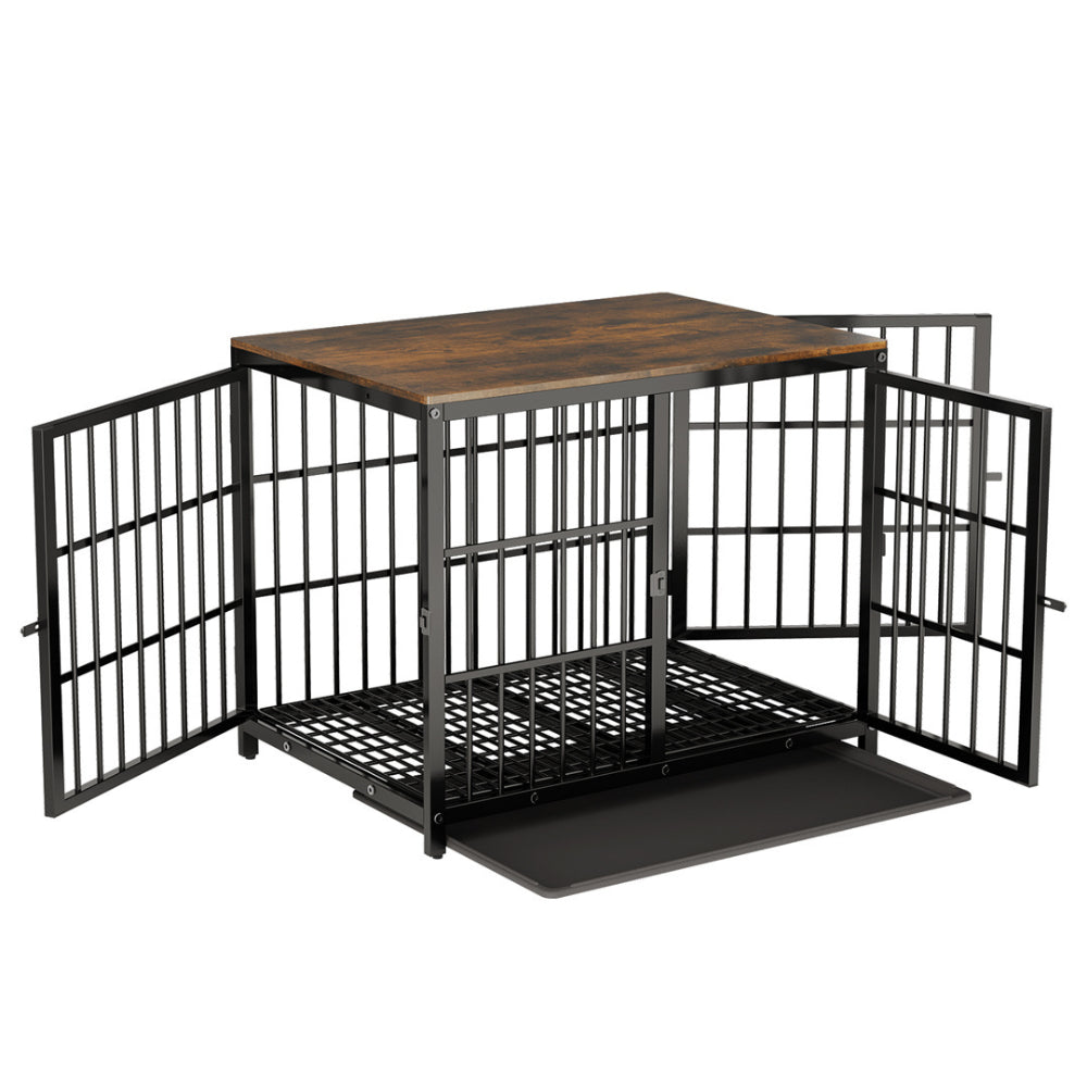 3-Door Dog Furniture Style Dog Crate End Table Pet Kennel with Removable Tray