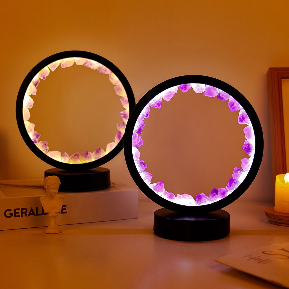 Led Crystal Lamp Room Decoration Natural Gemstone Amethyst Healing Stone