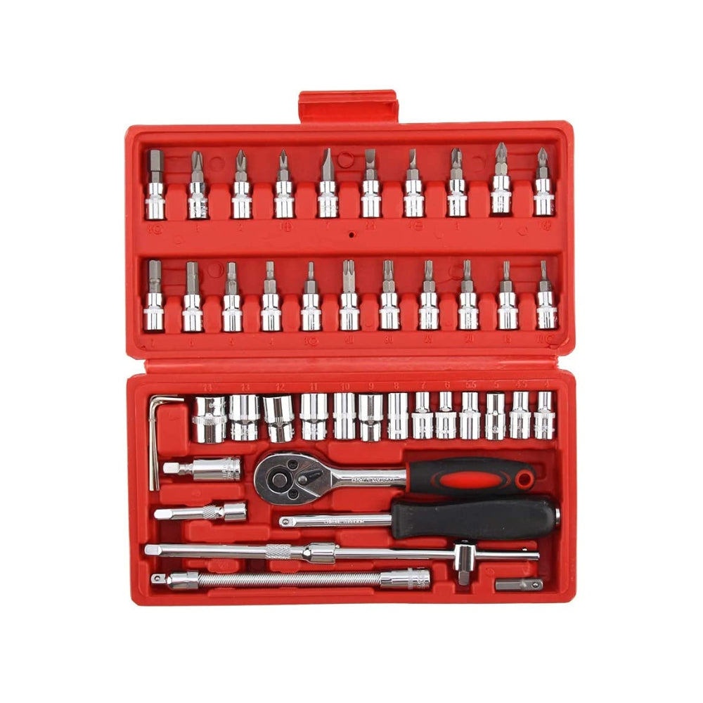 46Pcs Multi Purpose Tool Kit Set with Wrench Socket and Precision Screwdriver