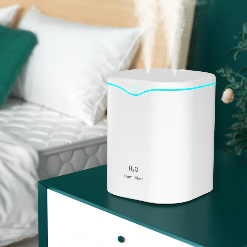 USB Air Humidifier with Dual Spray Ports and Essential Oil Diffuser