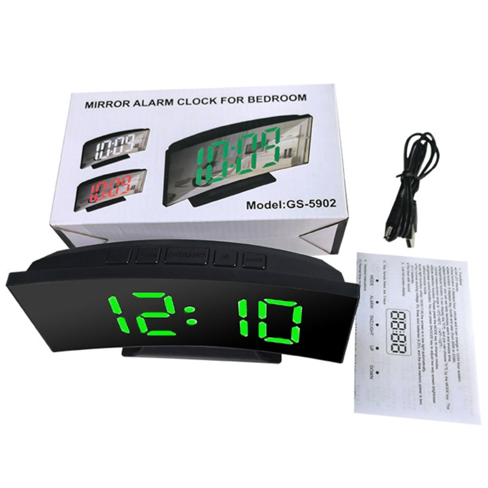 Electronic LED Digital Alarm Clock with Large Display and Mirror Design