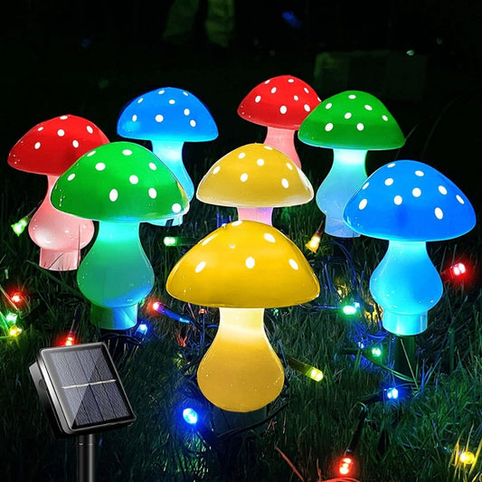 Solar Mushroom Fairy Lights for Outdoor Garden and Holiday Decoration