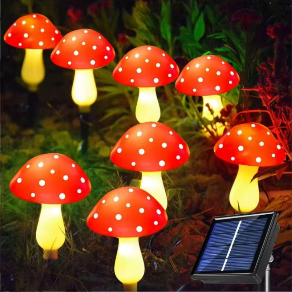 Solar Mushroom Fairy Lights for Outdoor Garden and Holiday Decoration