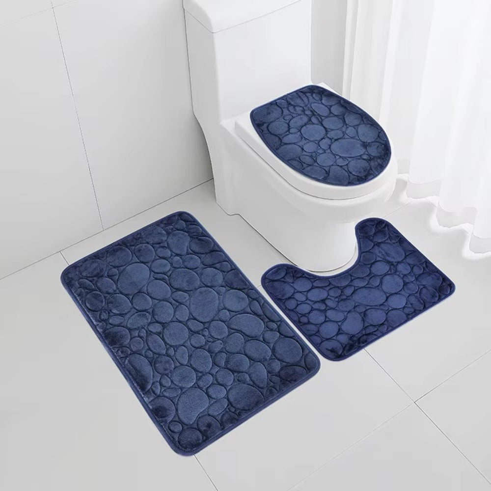 Water Absorbing Non Slip 3 Piece Bathroom Mat Set
