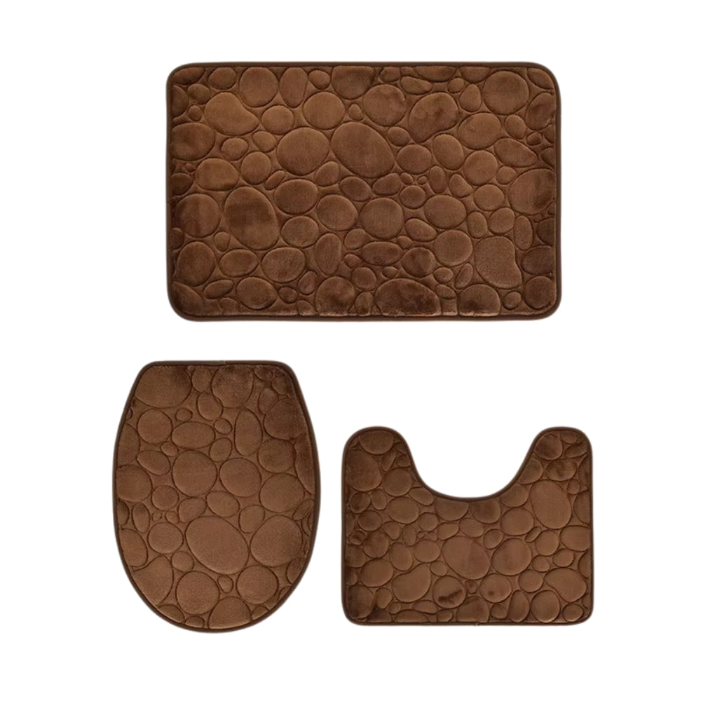 Water Absorbing Non Slip 3 Piece Bathroom Mat Set
