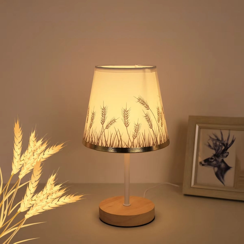 Solid Wood Cloth Nordic Decorative Table Bedroom Bedside Lamp