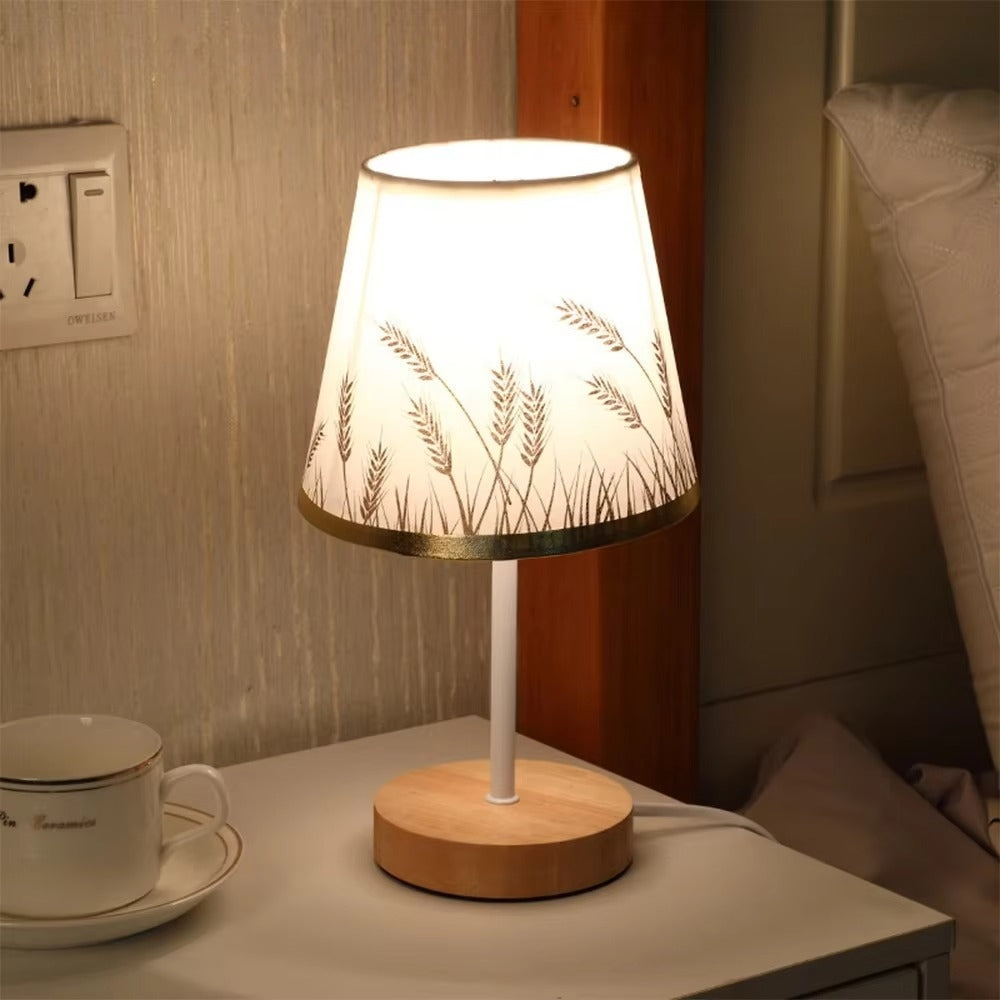 Solid Wood Cloth Nordic Decorative Table Bedroom Bedside Lamp
