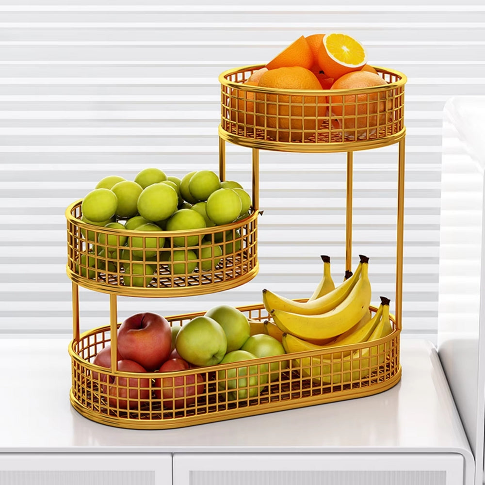 Metal Wire Storage Countertop Fruit Basket Counter Serving Tray