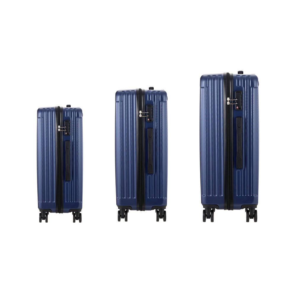 Set of 3 Navy Blue Hard Case Luggage with TSA Lock