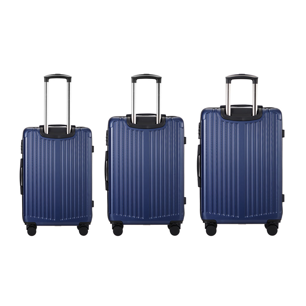 Set of 3 Navy Blue Hard Case Luggage with TSA Lock