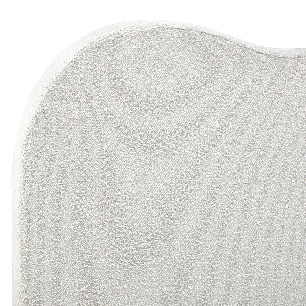 White Boucle Fabric Queen Size Bed Headboard