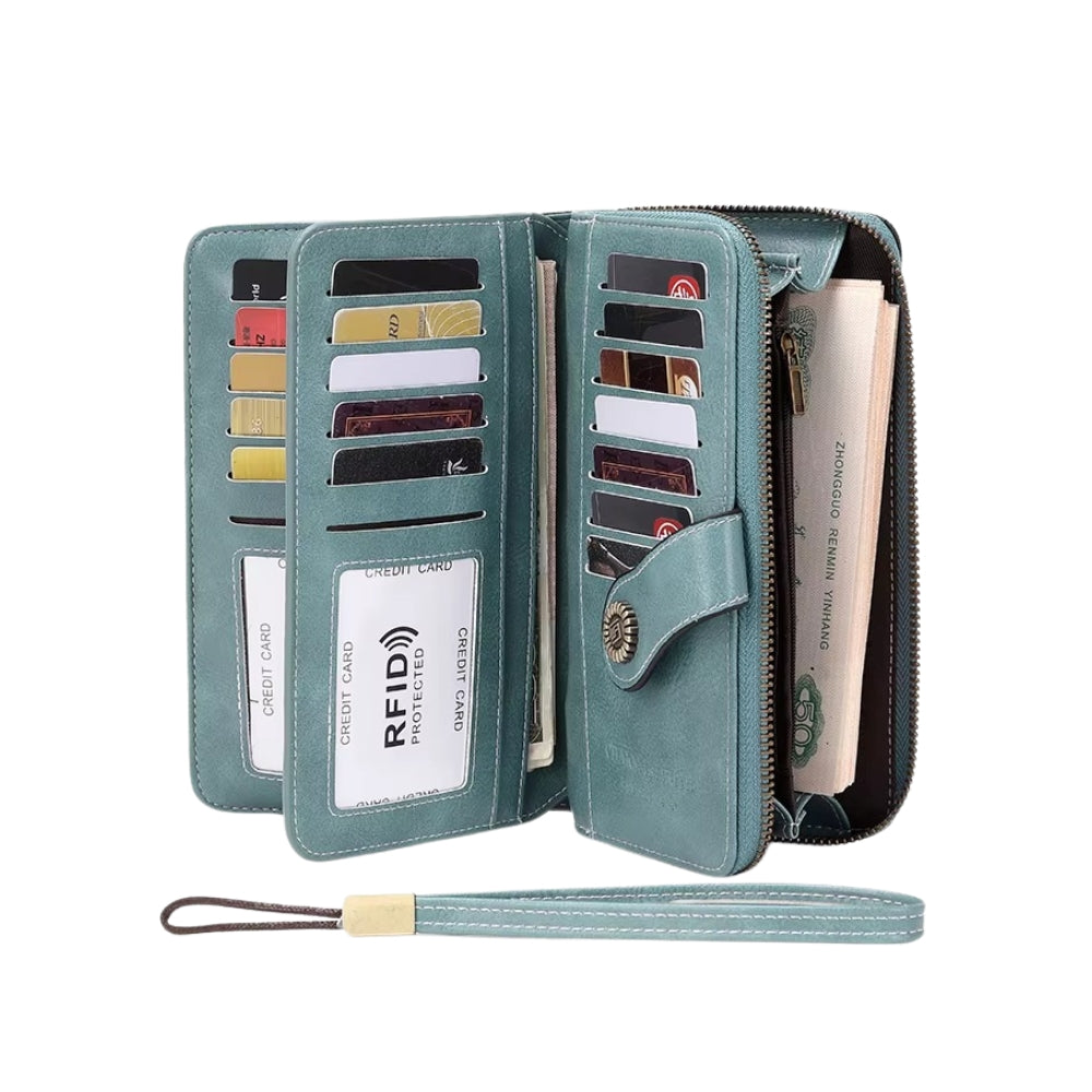 RFID Anti-Theft Multi-Card Long Wallet With Wrist Strap