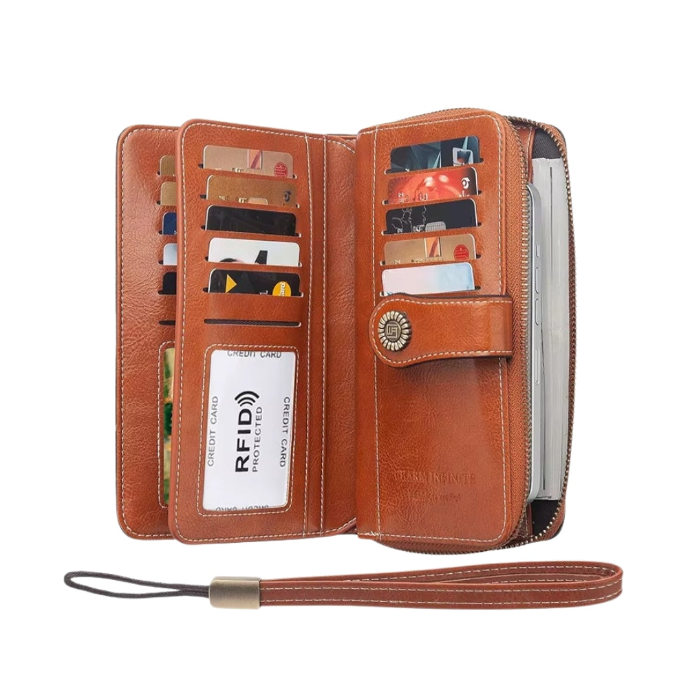 RFID Anti-Theft Multi-Card Long Wallet With Wrist Strap