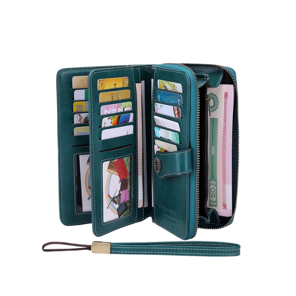 RFID Anti-Theft Multi-Card Long Wallet With Wrist Strap