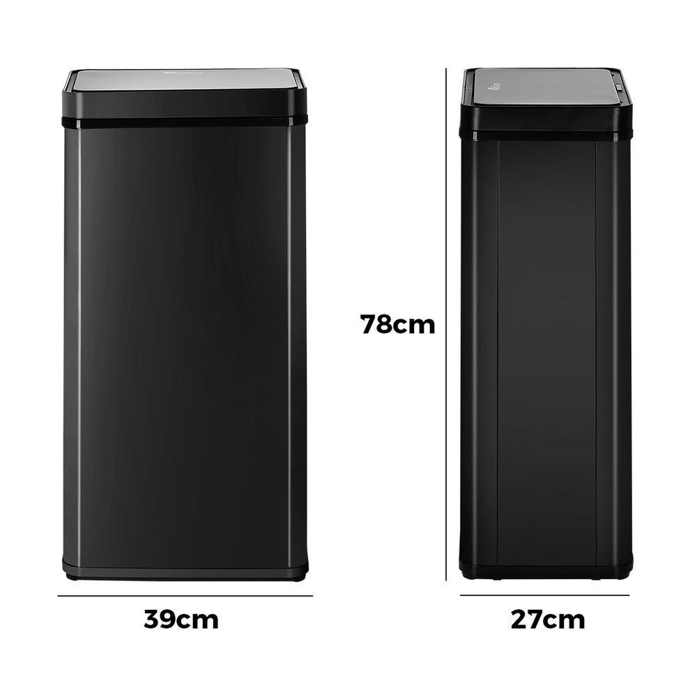 Black 75L Automatic Motion Sensor Rubbish Trash Bin