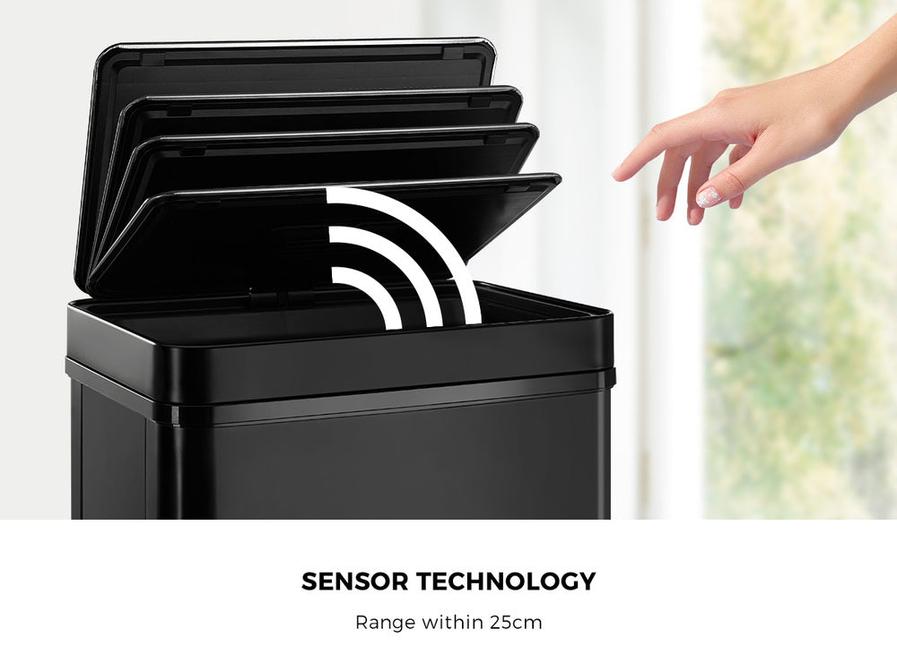 Black 75L Automatic Motion Sensor Rubbish Trash Bin