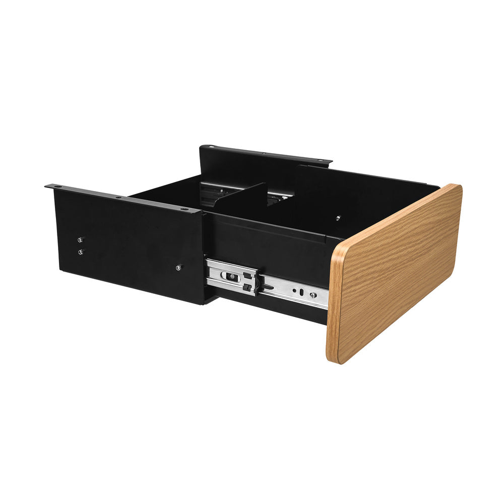 Under Desk Drawer with 2 Drawers and Dividers Natural and Black
