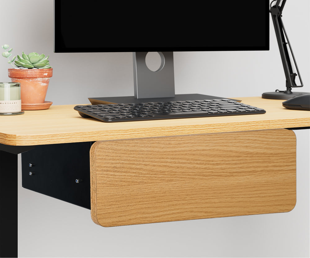 Under Desk Drawer with 2 Drawers and Dividers Natural and Black