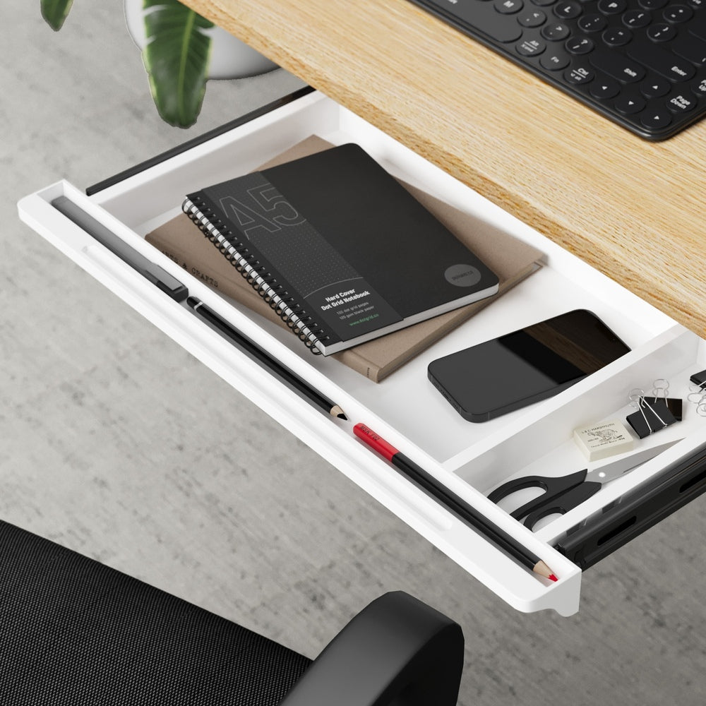 White Under Desk Pull-Out Sliding Drawer Tray
