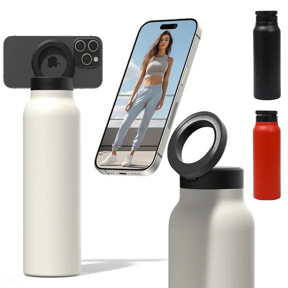 Magnetic Phone Holder Insulated Water Bottle