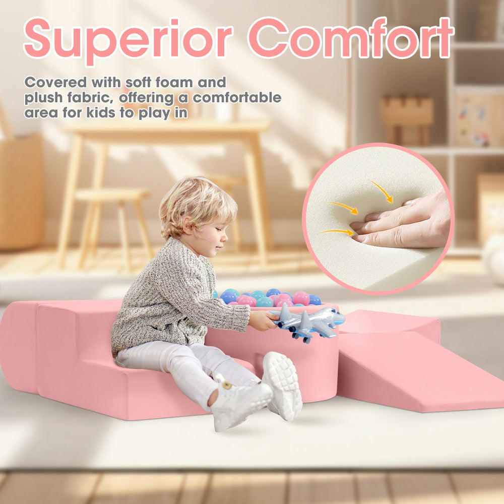 Kids 5 Piece Pink Foam Climb and Crawl Play Set