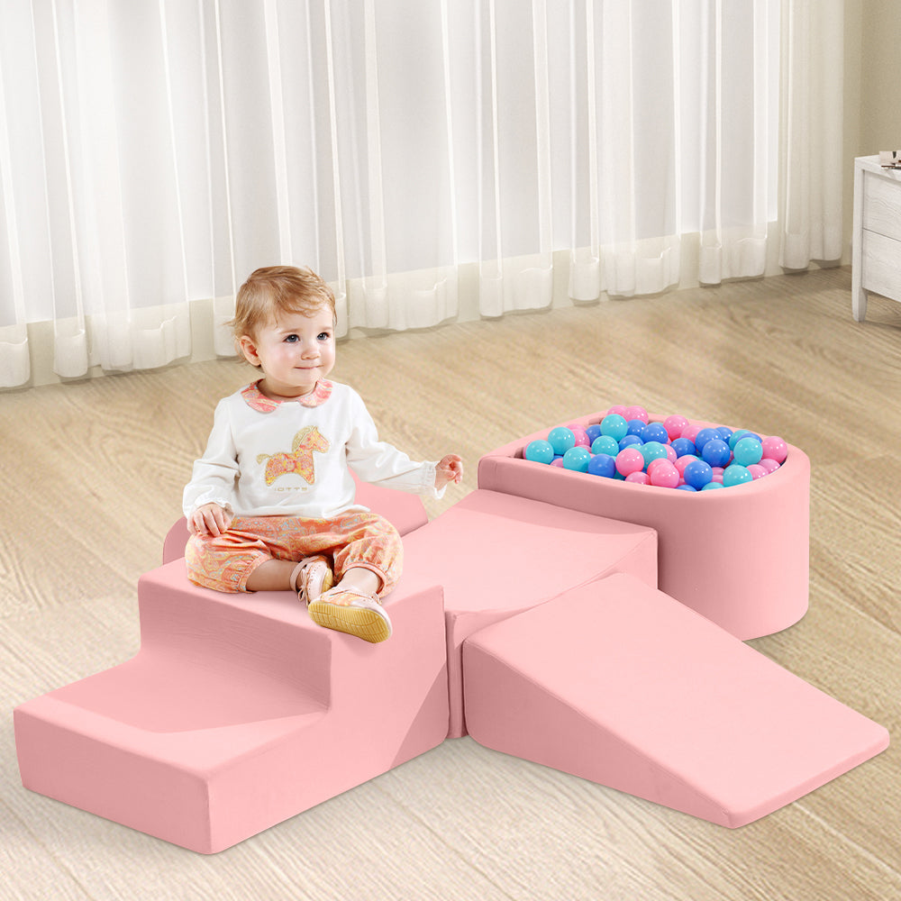 Kids 5 Piece Pink Foam Climb and Crawl Play Set