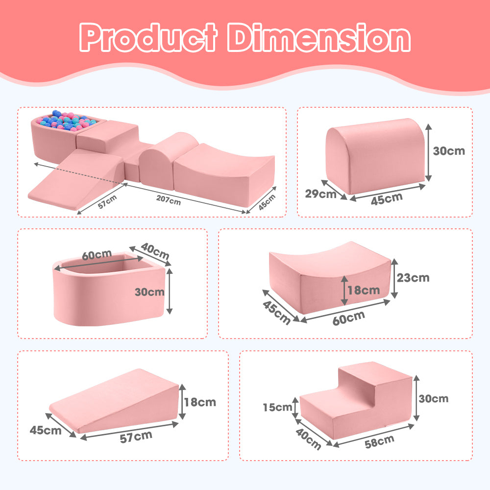 Kids 5 Piece Pink Foam Climb and Crawl Play Set