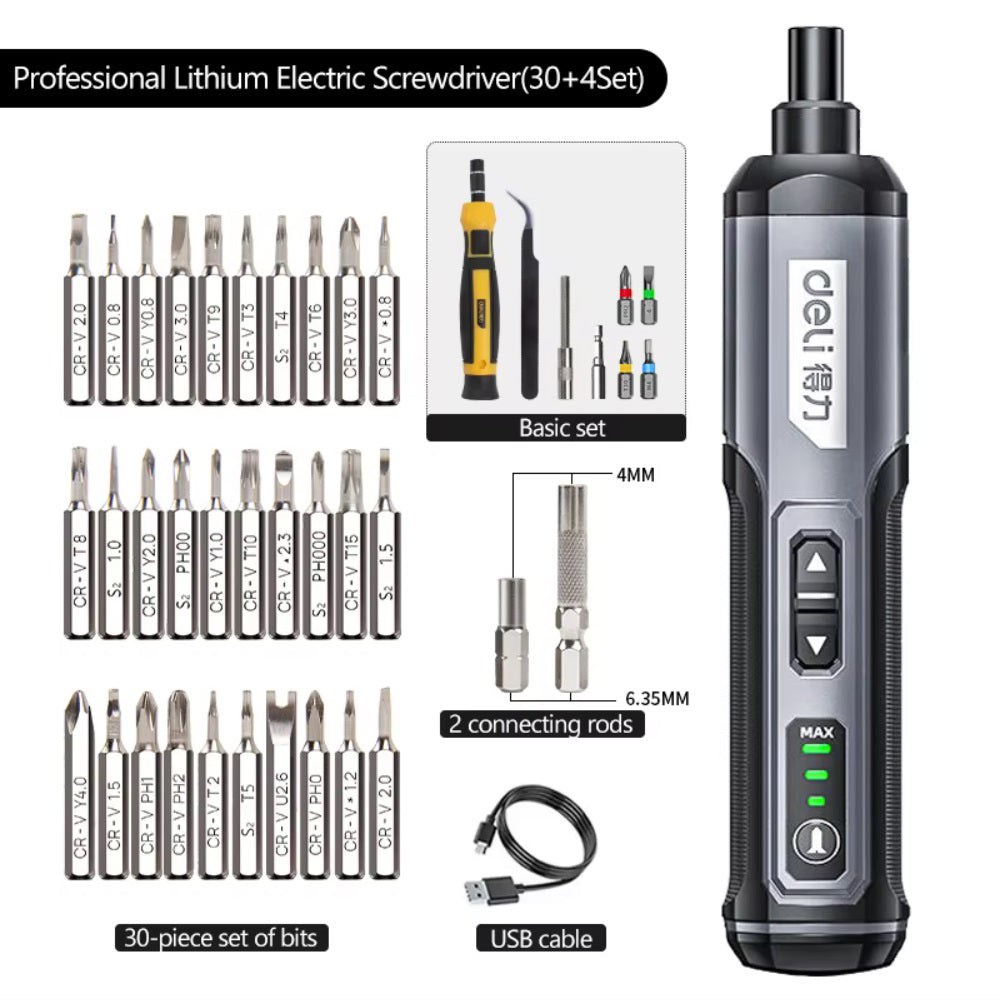 Cordless Rechargeable Electric Screwdriver Set Household Maintenance Repair
