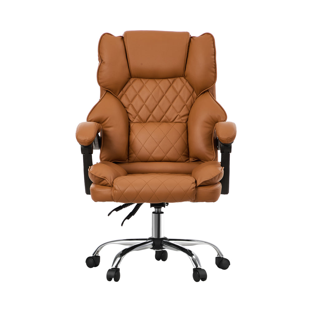 Brown Premium PU Leather Gaming Office Chair with Massage