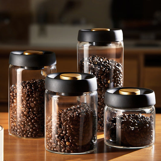 Coffee Beans Vacuum Sealed Tank Transparent Glass Food Storage Jars