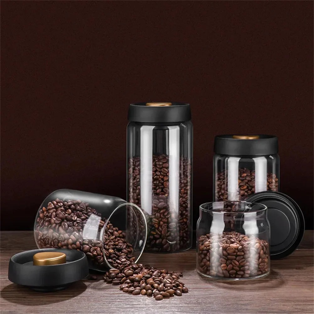 Coffee Beans Vacuum Sealed Tank Transparent Glass Food Storage Jars