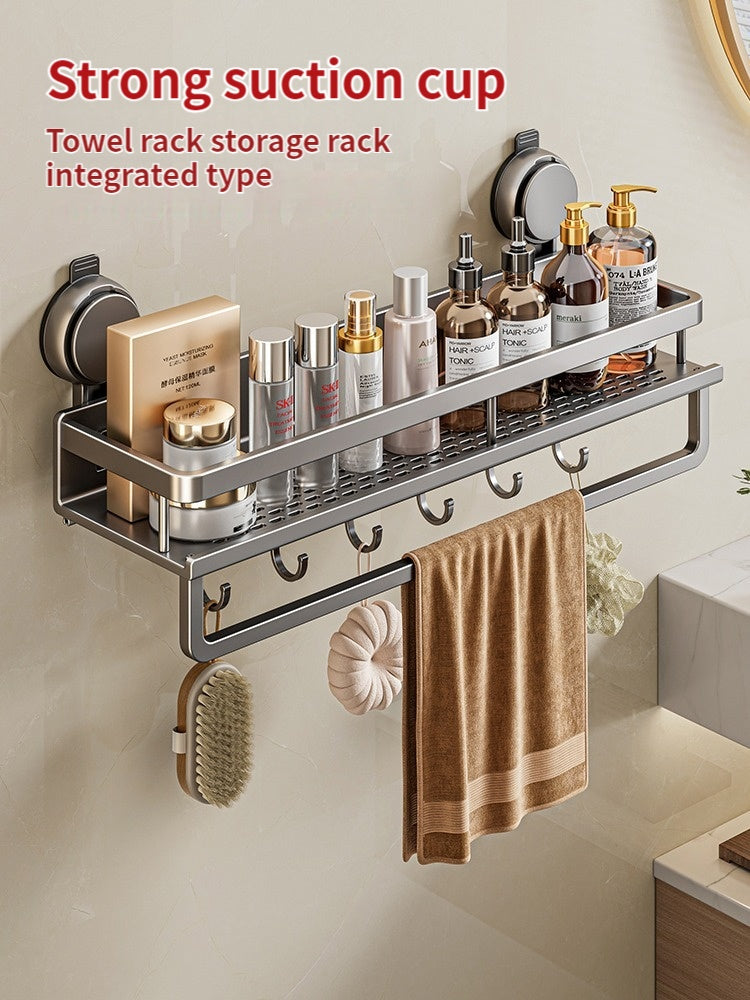 No Drill Suction Cup Bathroom Shelf Toilet Hanging Rack