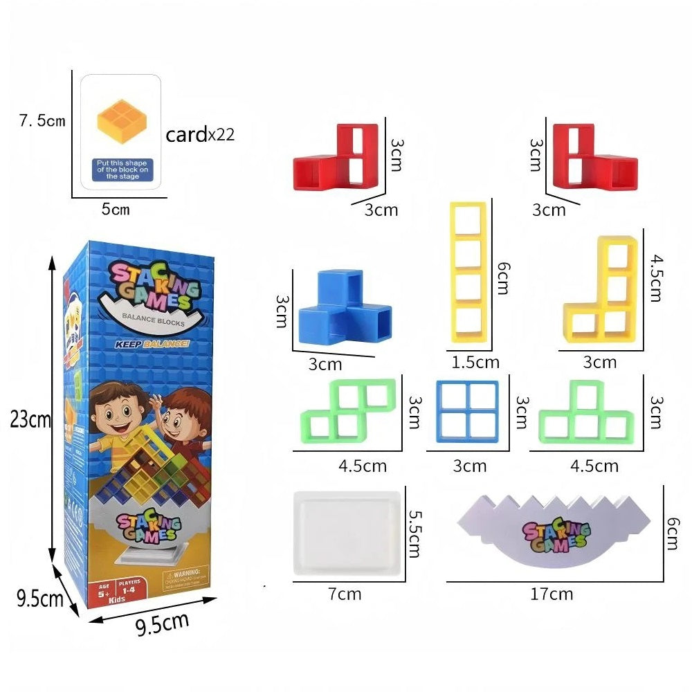 Balance Building Blocks Stacked Tetra Tower Game